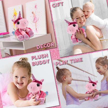 SPARKLE EYES PLUSH - PINK UNICORN WITH BALLERINA DRESS UP