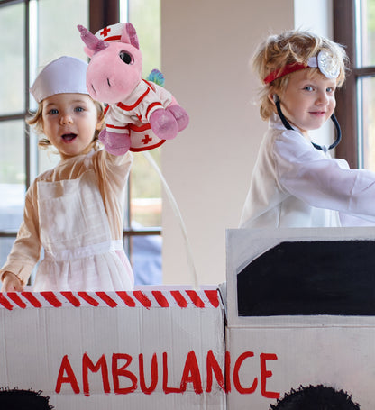 SPARKLE EYES PLUSH - PINK UNICORN NURSE