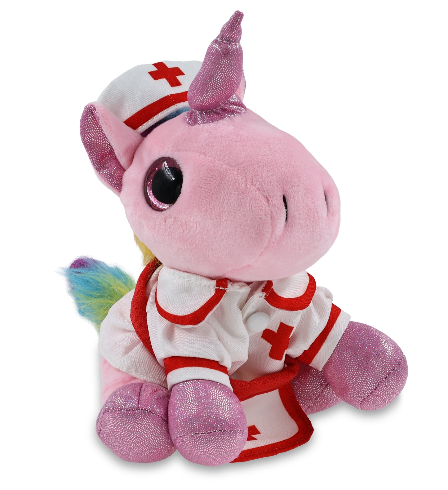 SPARKLE EYES PLUSH - PINK UNICORN NURSE