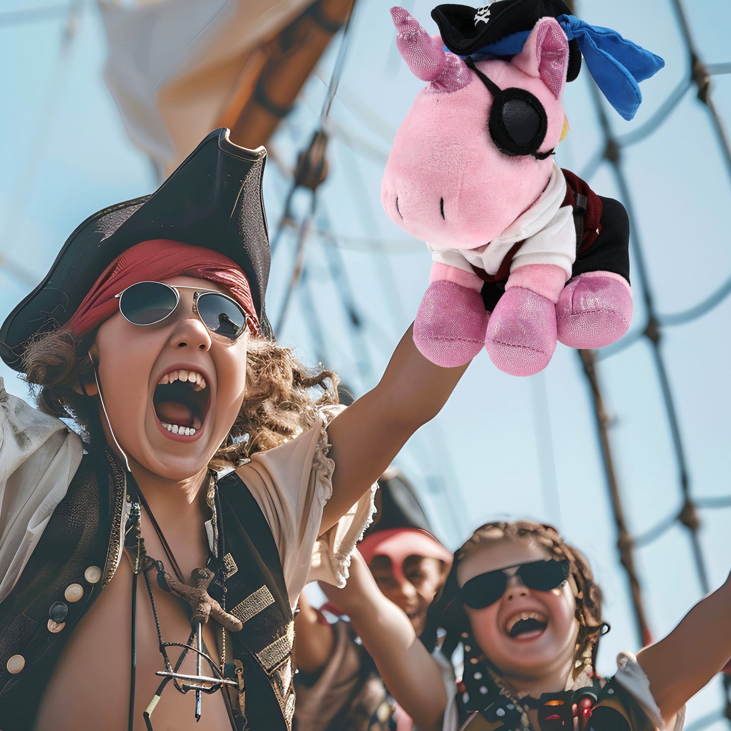 SPARKLE EYES PLUSH - PINK UNICORN PIRATE DRESS UP