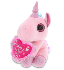 PLUSH MOTHERS DAY HEART - SPARKLE EYES PLUSH - PINK UNICORN