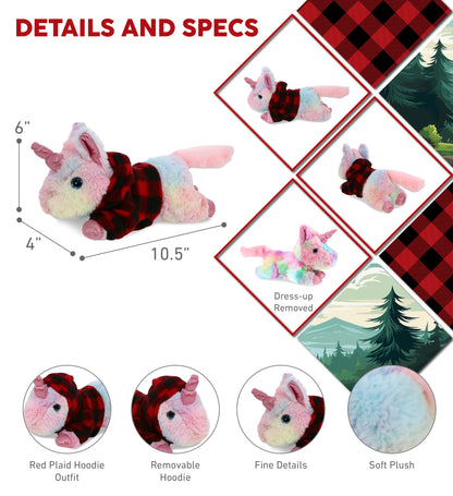 COTTON CANDY PLUSH - SUNDAY RAINBOW UNICORN WITH RED PLAID HOODIE