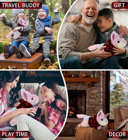 COTTON CANDY PLUSH - SUNDAY RAINBOW UNICORN WITH RED PLAID HOODIE