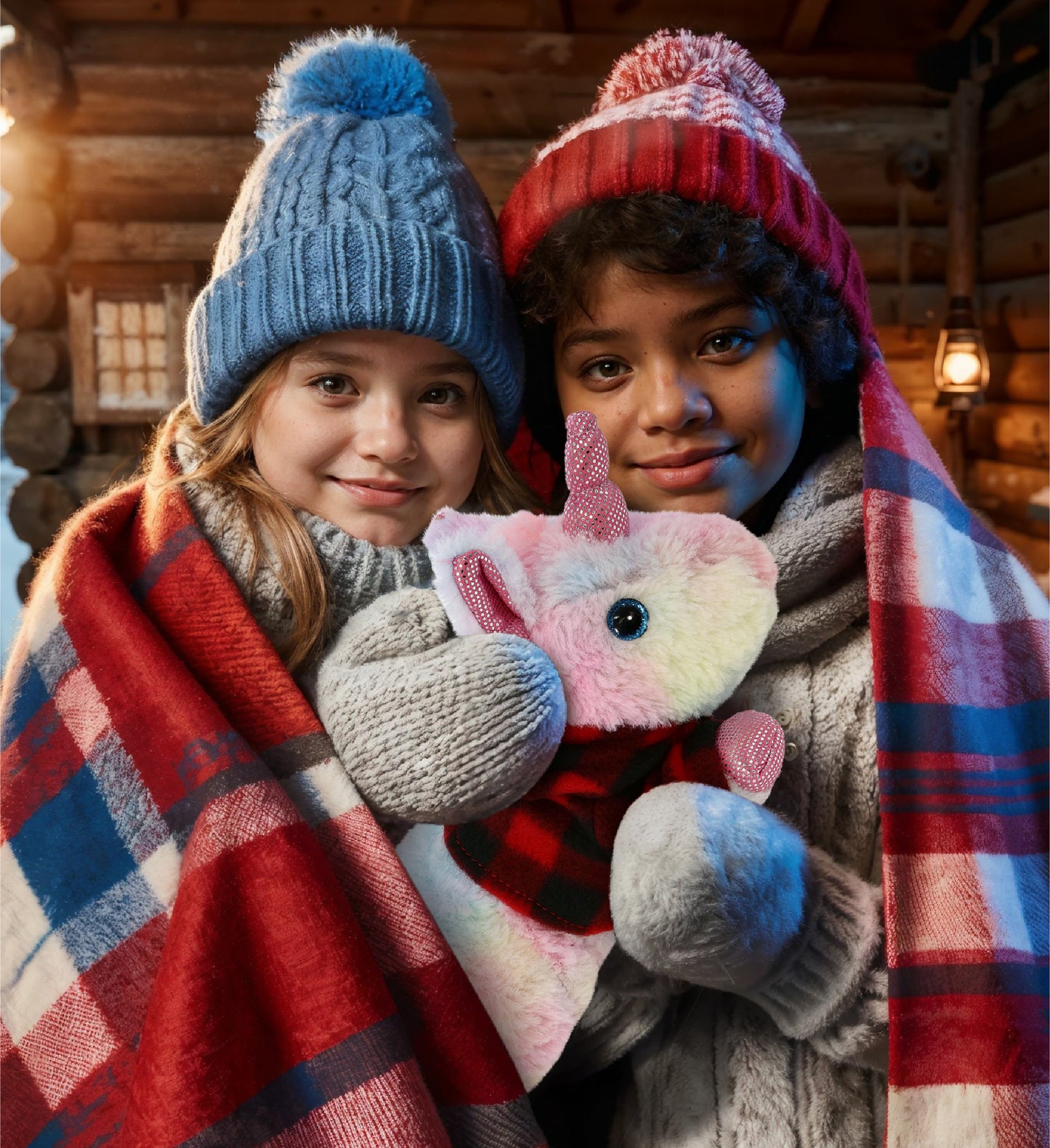 COTTON CANDY PLUSH - SUNDAY RAINBOW UNICORN WITH RED PLAID HOODIE