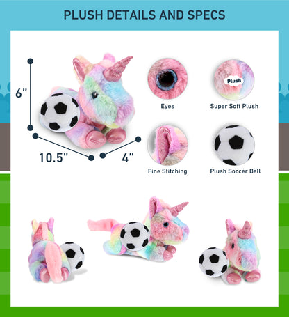 COTTON CANDY PLUSH - SUNDAY RAINBOW UNICORN WITH SOCCER PLUSH