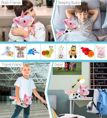COTTON CANDY PLUSH - SUNDAY RAINBOW UNICORN WITH SOCCER PLUSH
