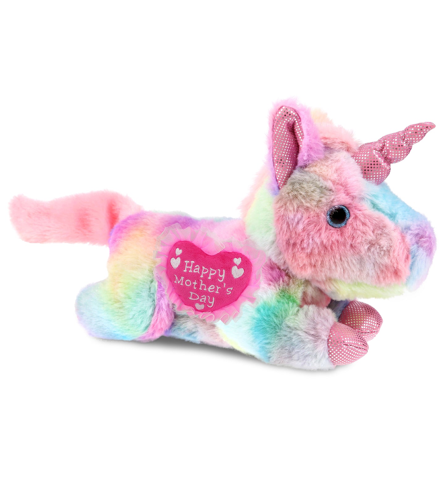 PLUSH MOTHERS DAY HEART - COTTON CANDY PLUSH - SUNDAY RAINBOW UNICORN