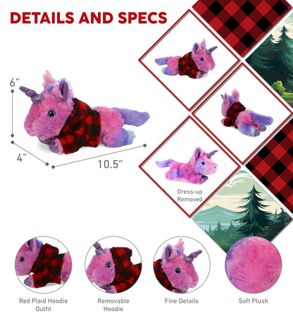 COTTON CANDY PLUSH - MONDAY PINK UNICORN WITH RED PLAID HOODIE