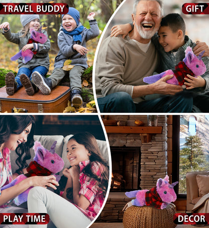 COTTON CANDY PLUSH - MONDAY PINK UNICORN WITH RED PLAID HOODIE