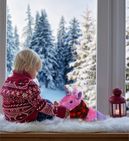 COTTON CANDY PLUSH - MONDAY PINK UNICORN WITH RED PLAID HOODIE