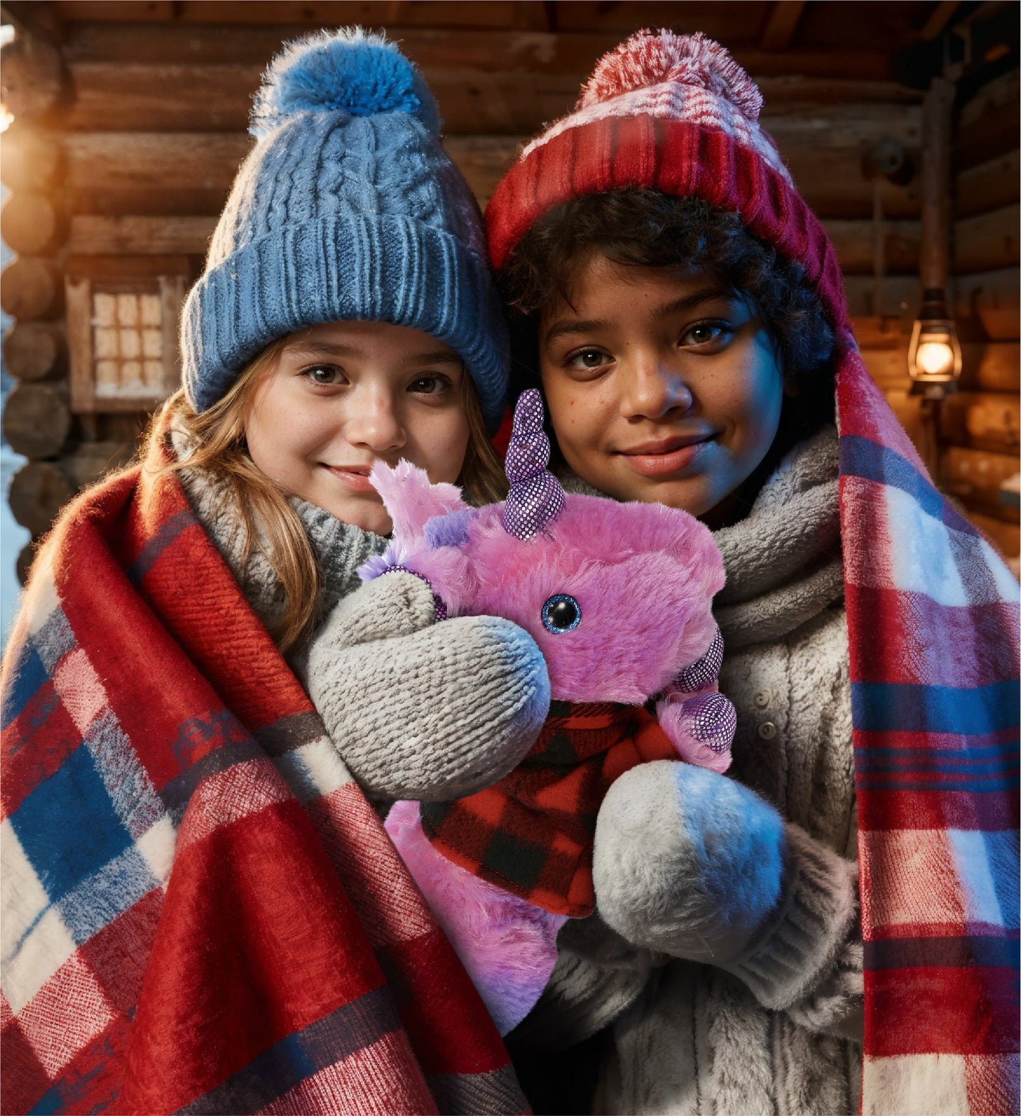 COTTON CANDY PLUSH - MONDAY PINK UNICORN WITH RED PLAID HOODIE