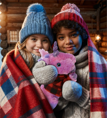 COTTON CANDY PLUSH - MONDAY PINK UNICORN WITH RED PLAID HOODIE