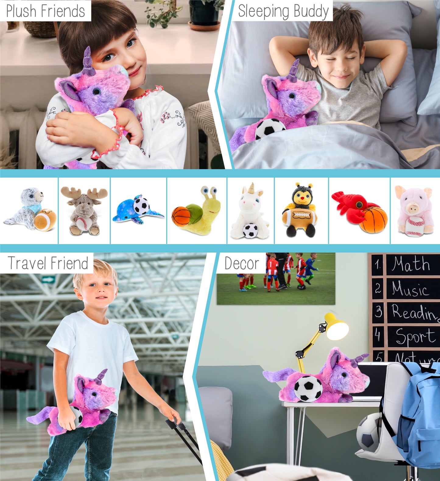 COTTON CANDY PLUSH - MONDAY PINK UNICORN WITH SOCCER PLUSH