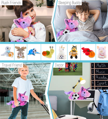 COTTON CANDY PLUSH - MONDAY PINK UNICORN WITH SOCCER PLUSH