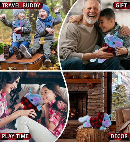 COTTON CANDY PLUSH - FRIDAY BLUE UNICORN WITH RED PLAID HOODIE