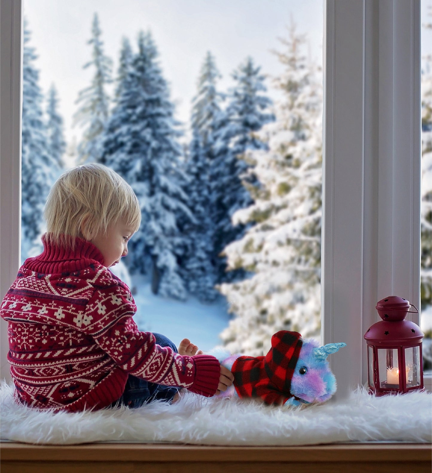 COTTON CANDY PLUSH - FRIDAY BLUE UNICORN WITH RED PLAID HOODIE
