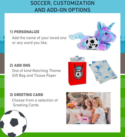 COTTON CANDY PLUSH - FRIDAY BLUE UNICORN WITH SOCCER PLUSH