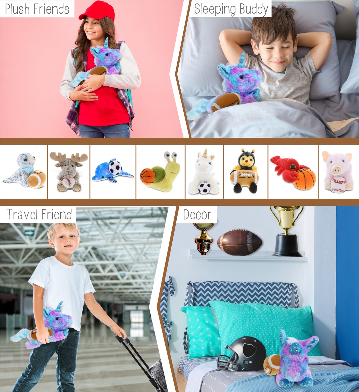 COTTON CANDY PLUSH - FRIDAY BLUE UNICORN WITH FOOTBALL PLUSH