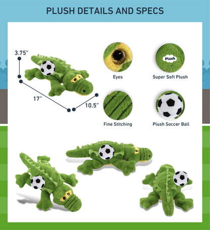 SUPER-SOFT PLUSH - GREEN ALLIGATOR LARGE 17" WITH SOCCER PLUSH