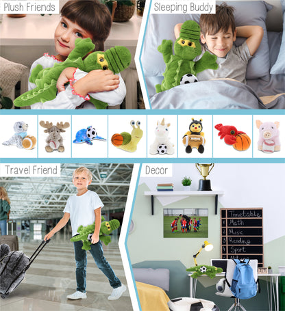 SUPER-SOFT PLUSH - GREEN ALLIGATOR LARGE 17" WITH SOCCER PLUSH