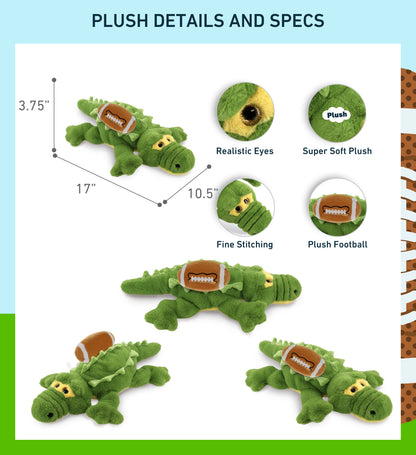 SUPER-SOFT PLUSH - GREEN ALLIGATOR LARGE 17" WITH FOOTBALL PLUSH