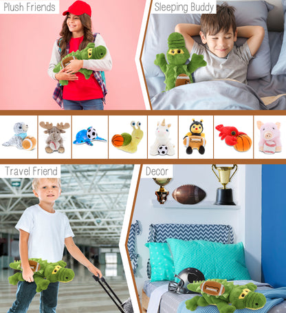 SUPER-SOFT PLUSH - GREEN ALLIGATOR LARGE 17" WITH FOOTBALL PLUSH