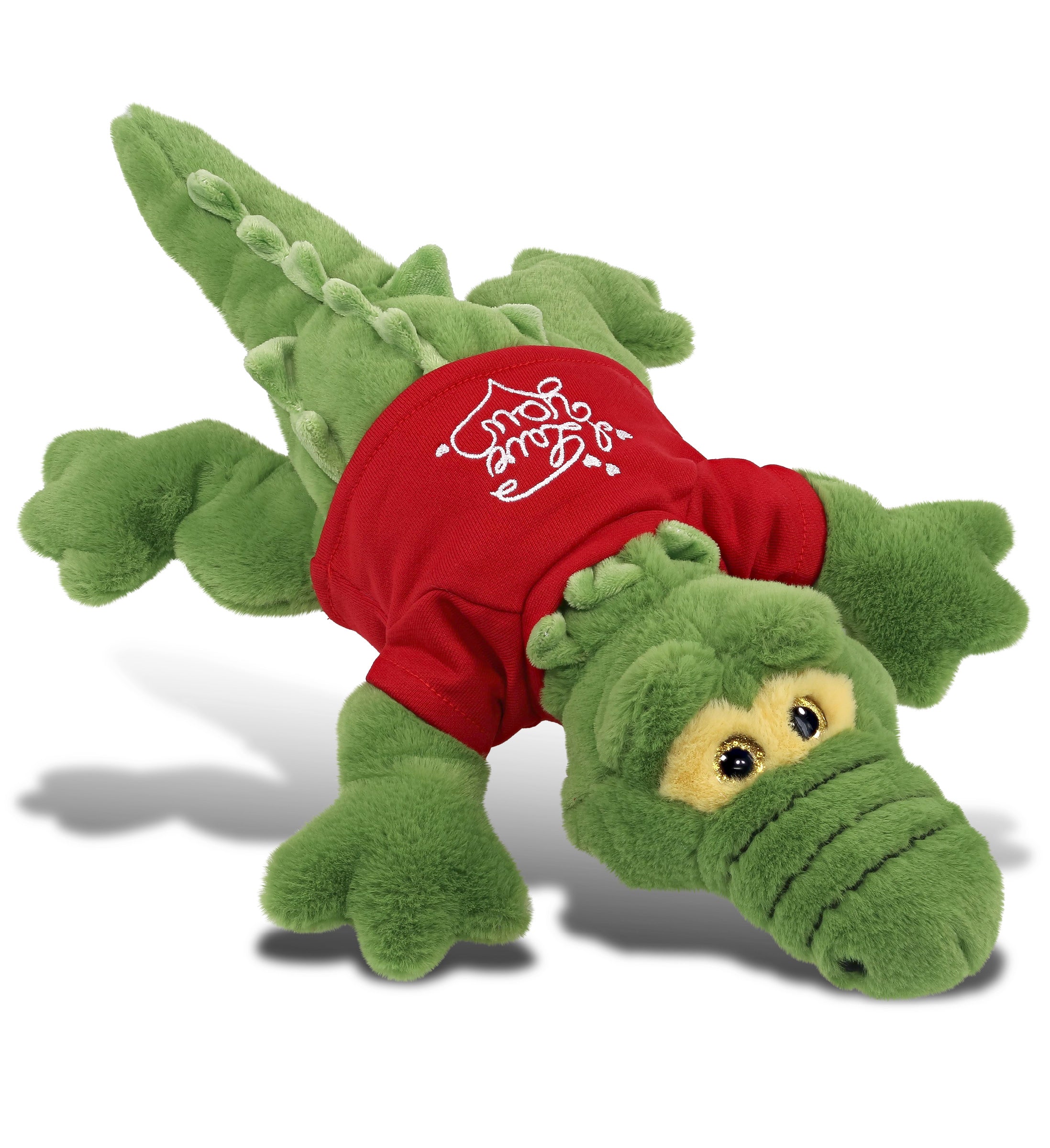 PLUSH I LOVE YOU RED SHIRT- SUPER-SOFT PLUSH - GREEN ALLIGATOR LARGE 17"