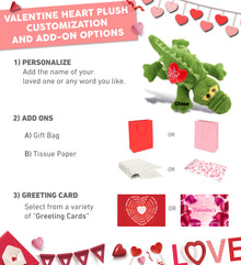 PLUSH I LOVE YOU RED HEART - SUPER-SOFT PLUSH - GREEN ALLIGATOR LARGE 17"