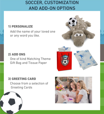 SUPER-SOFT PLUSH - GREY ALLIGATOR LARGE 17" WITH SOCCER PLUSH