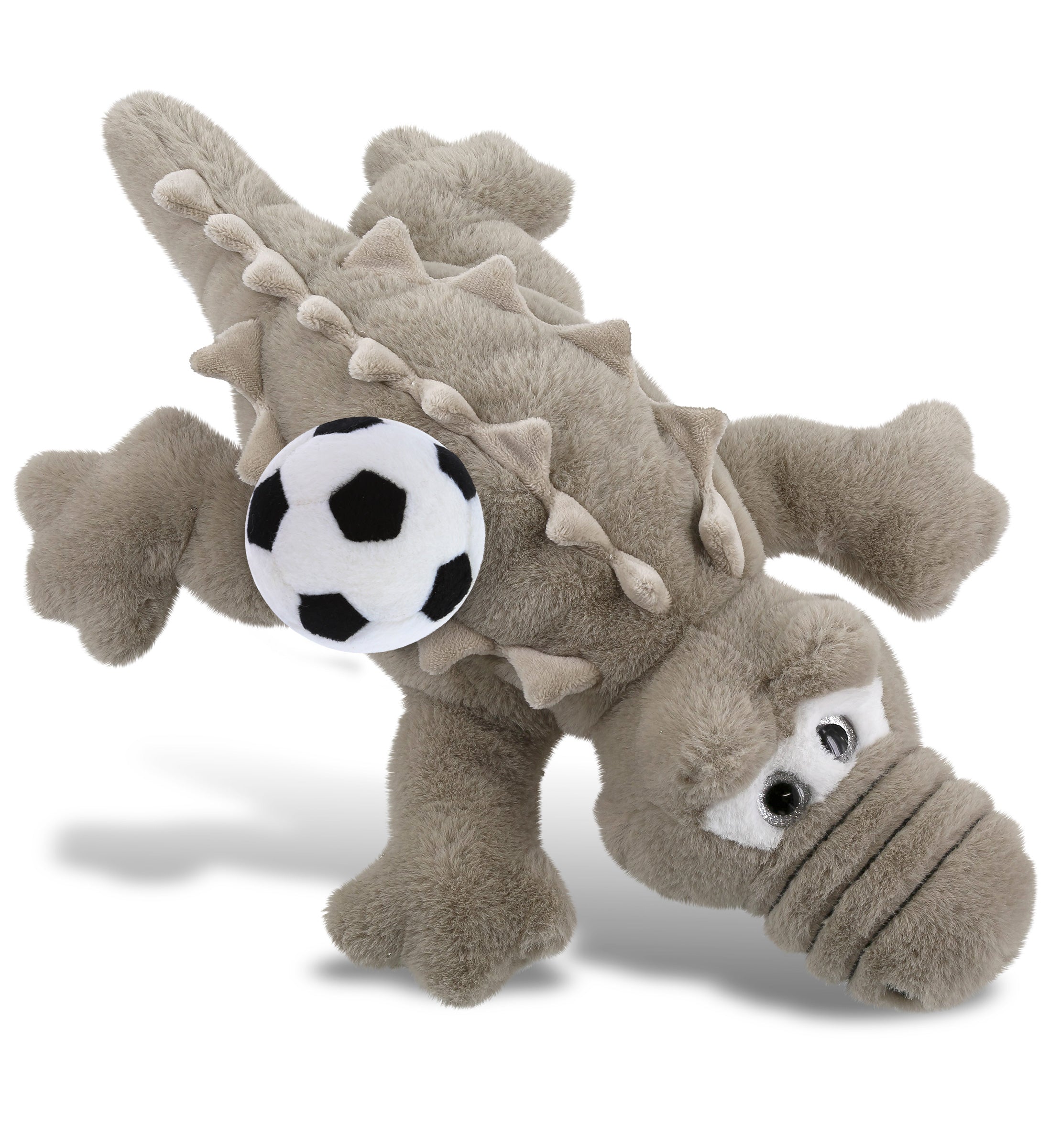 SUPER-SOFT PLUSH - GREY ALLIGATOR LARGE 17" WITH SOCCER PLUSH