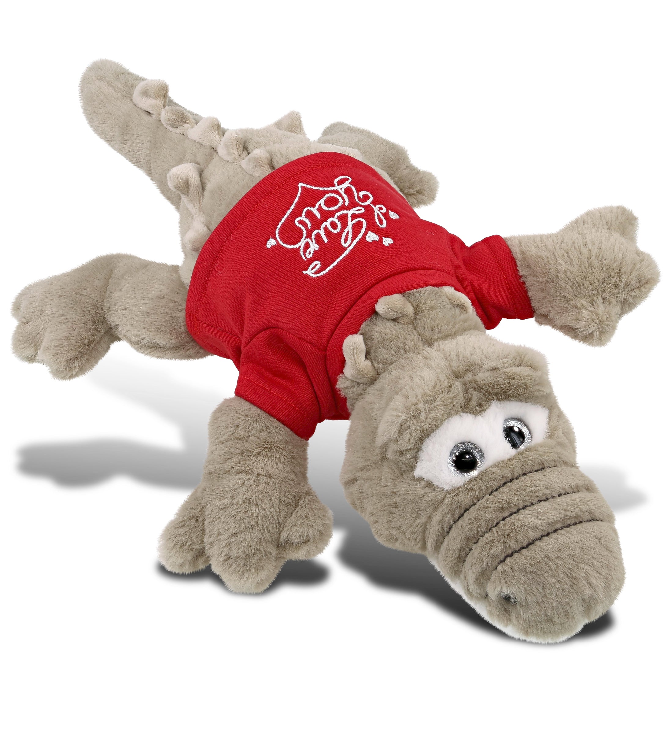 PLUSH I LOVE YOU RED SHIRT- SUPER-SOFT PLUSH - GREY ALLIGATOR LARGE 17"