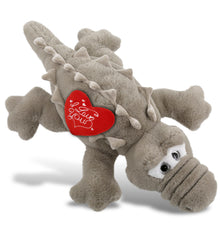 PLUSH I LOVE YOU RED HEART - SUPER-SOFT PLUSH - GREY ALLIGATOR LARGE 17"