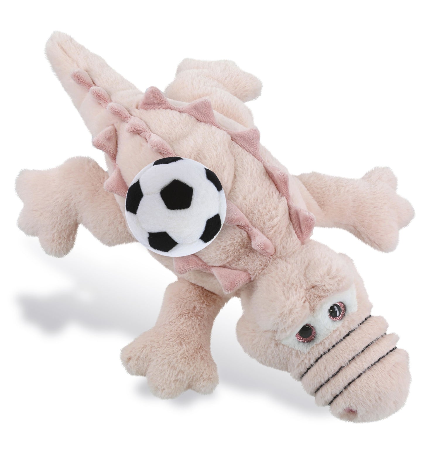 SUPER-SOFT PLUSH - PINK ALLIGATOR LARGE 17" WITH SOCCER PLUSH