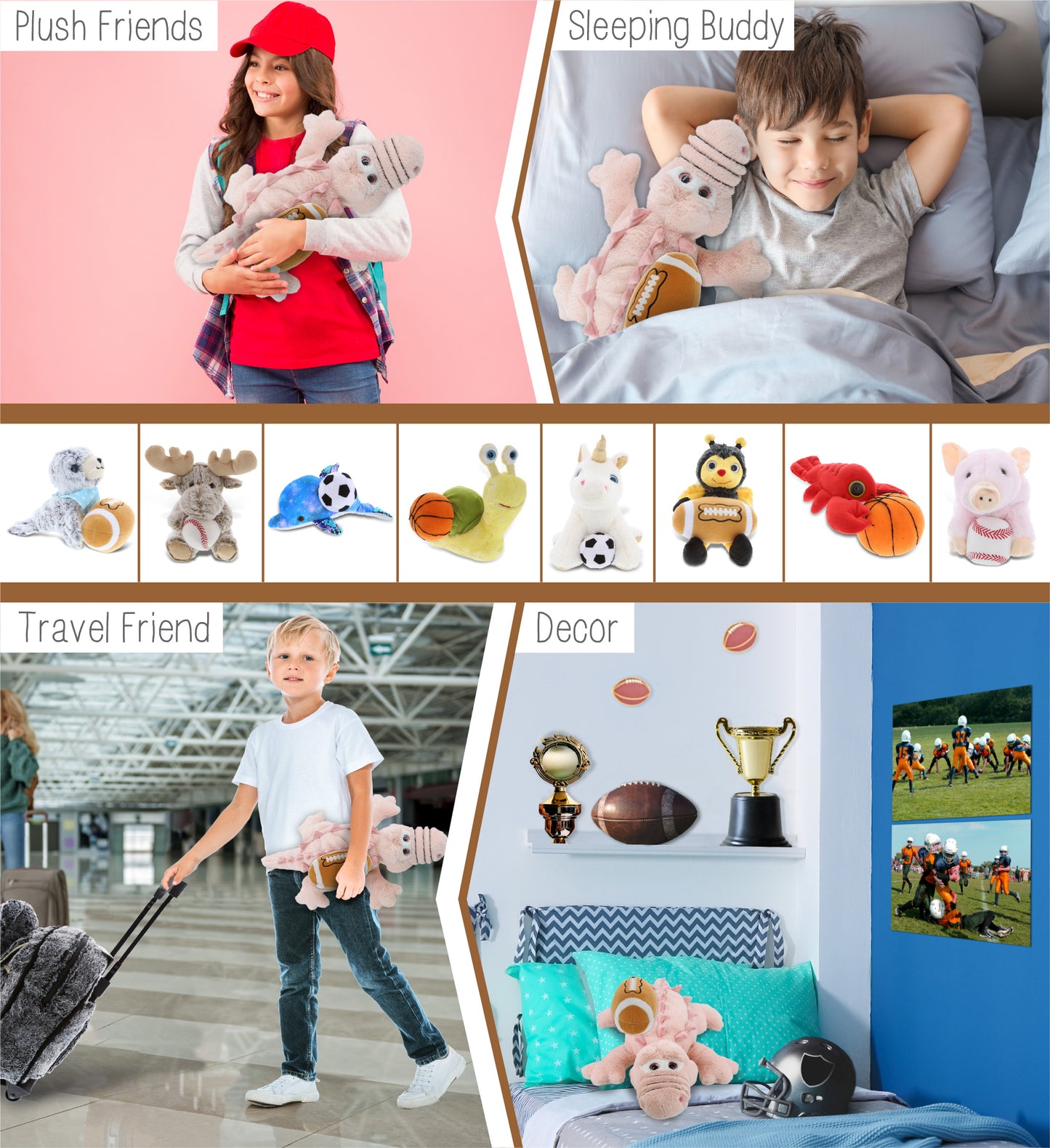 SUPER-SOFT PLUSH - PINK ALLIGATOR LARGE 17" WITH FOOTBALL PLUSH