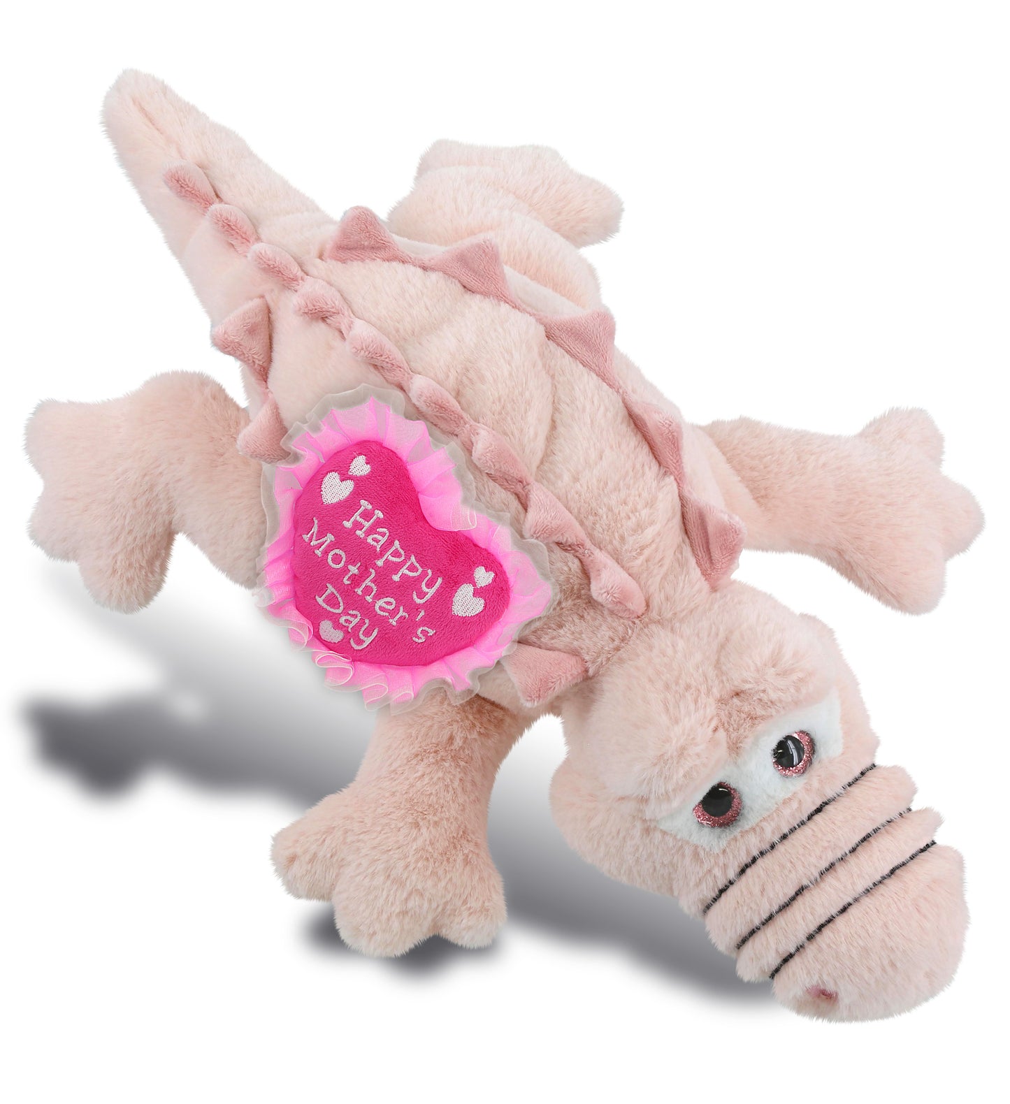PLUSH MOTHERS DAY HEART - SUPER-SOFT PLUSH - PINK ALLIGATOR LARGE 17"