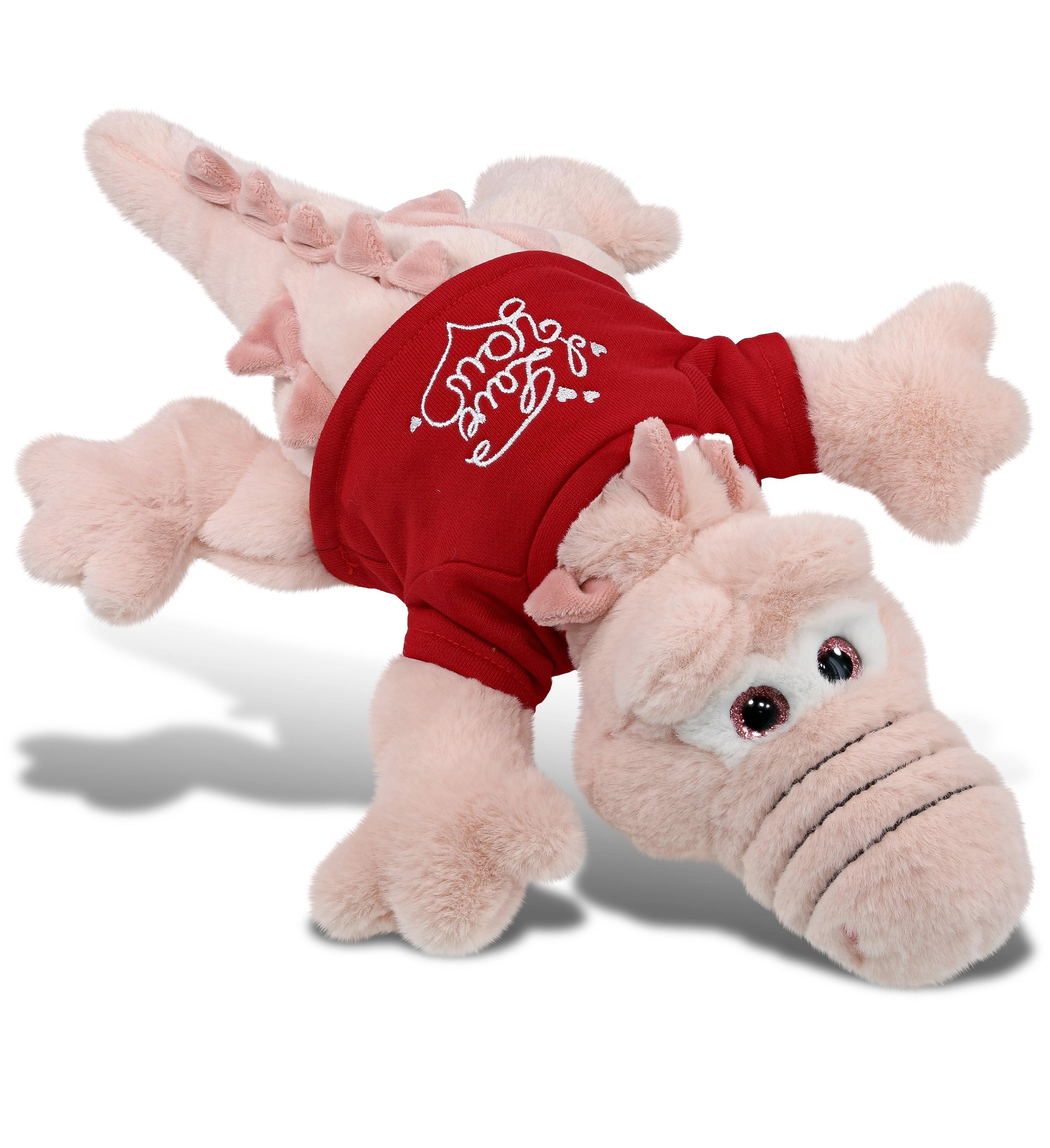 PLUSH I LOVE YOU RED SHIRT- SUPER-SOFT PLUSH - PINK ALLIGATOR LARGE 17"