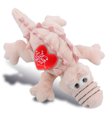 PLUSH I LOVE YOU RED HEART - SUPER-SOFT PLUSH - PINK ALLIGATOR LARGE 17"
