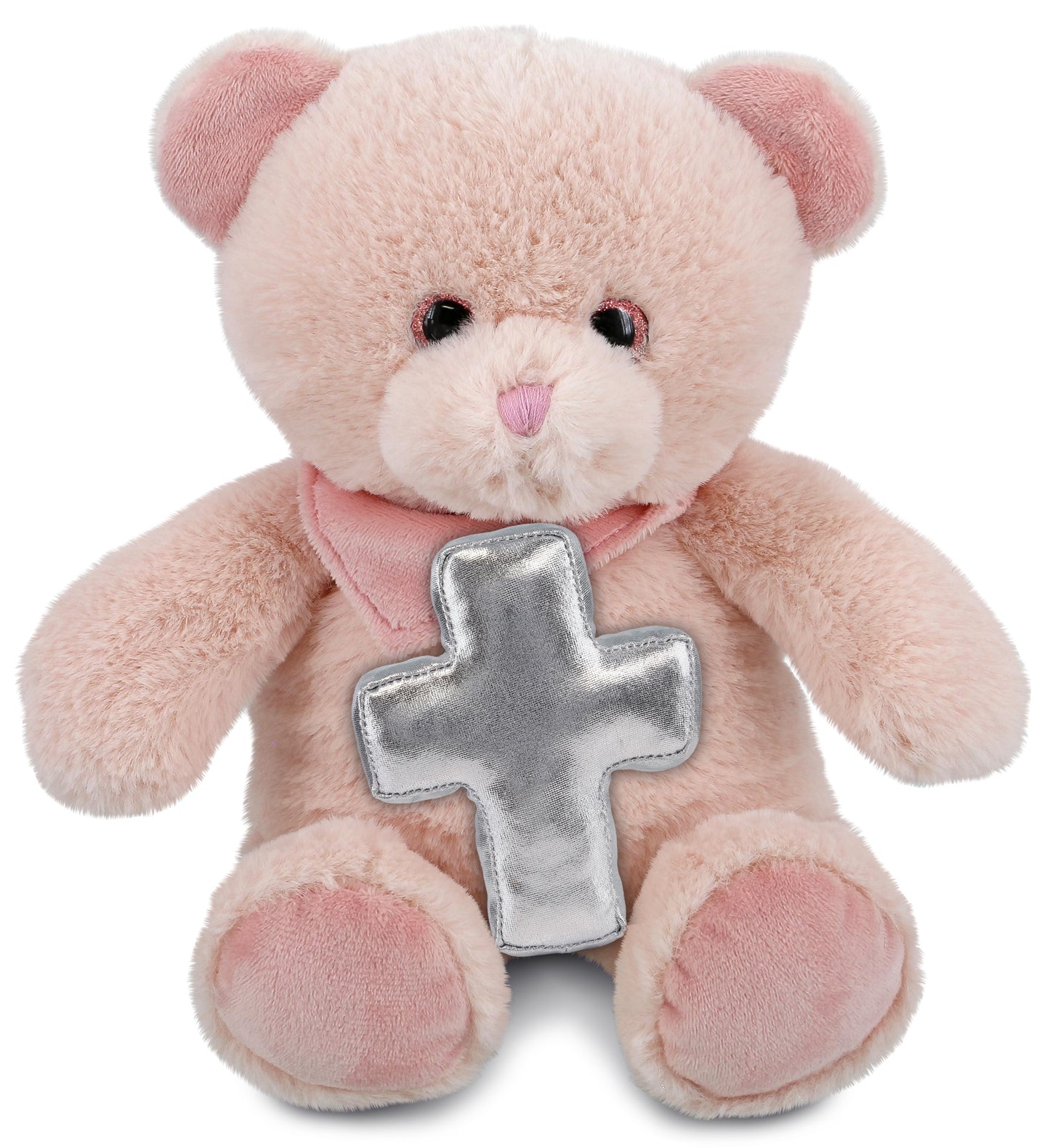 PLUSH CROSS - SUPER-SOFT PLUSH - BABY PINK BEAR 8"