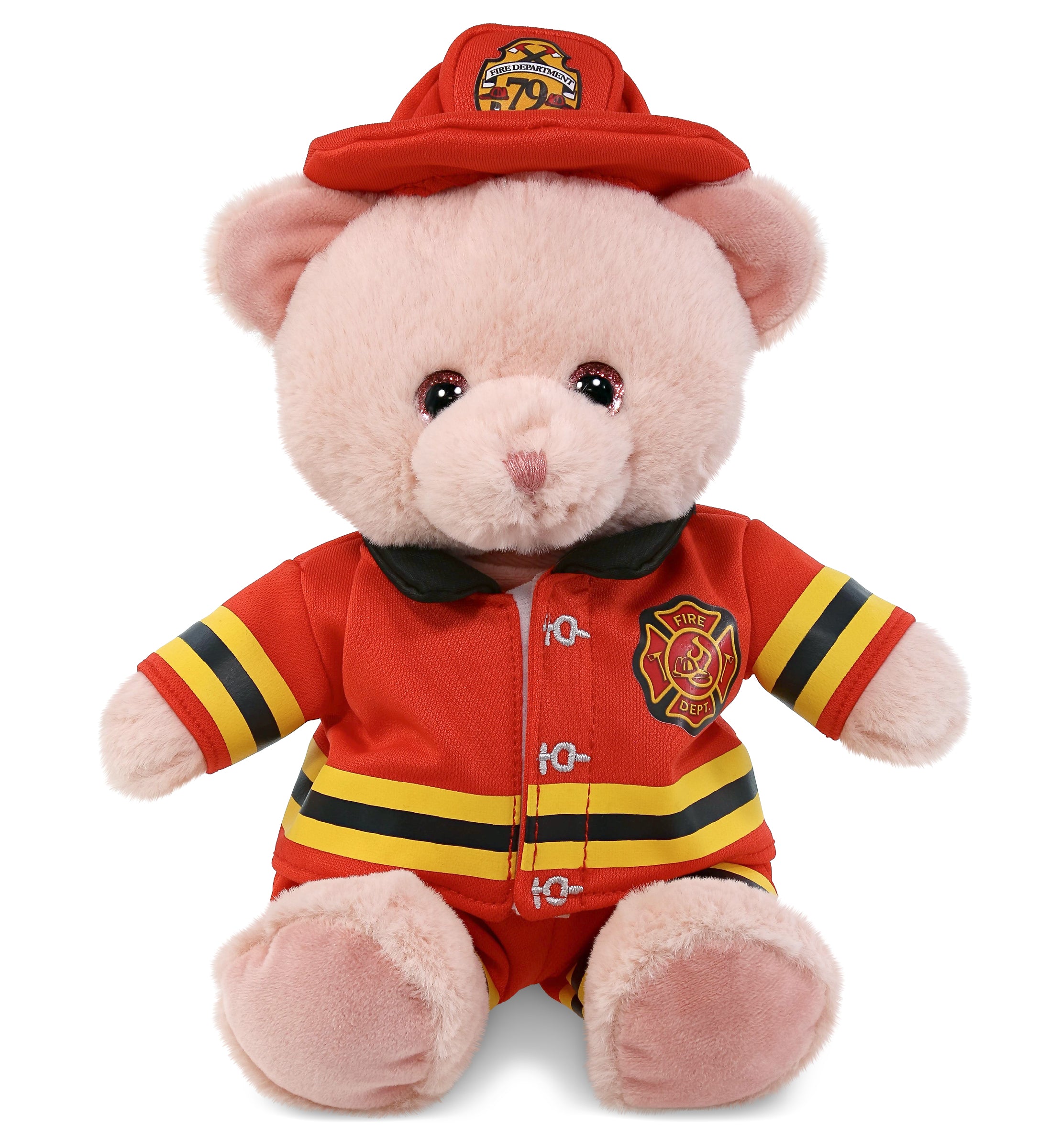 PLUSH FIREMAN - SUPER-SOFT PLUSH - BABY PINK BEAR 8"