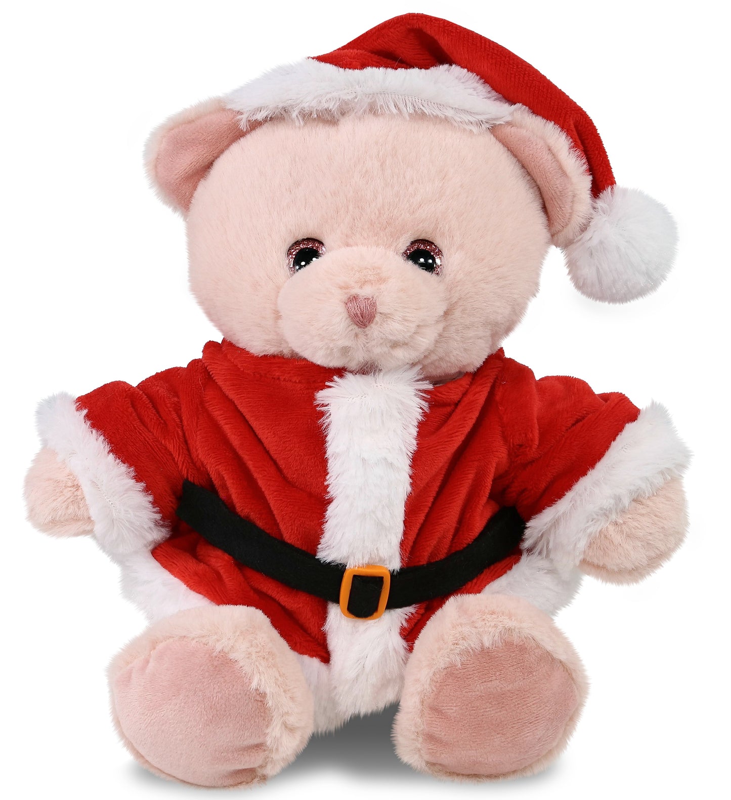 PLUSH SANTA - SUPER-SOFT PLUSH - BABY PINK BEAR 8"