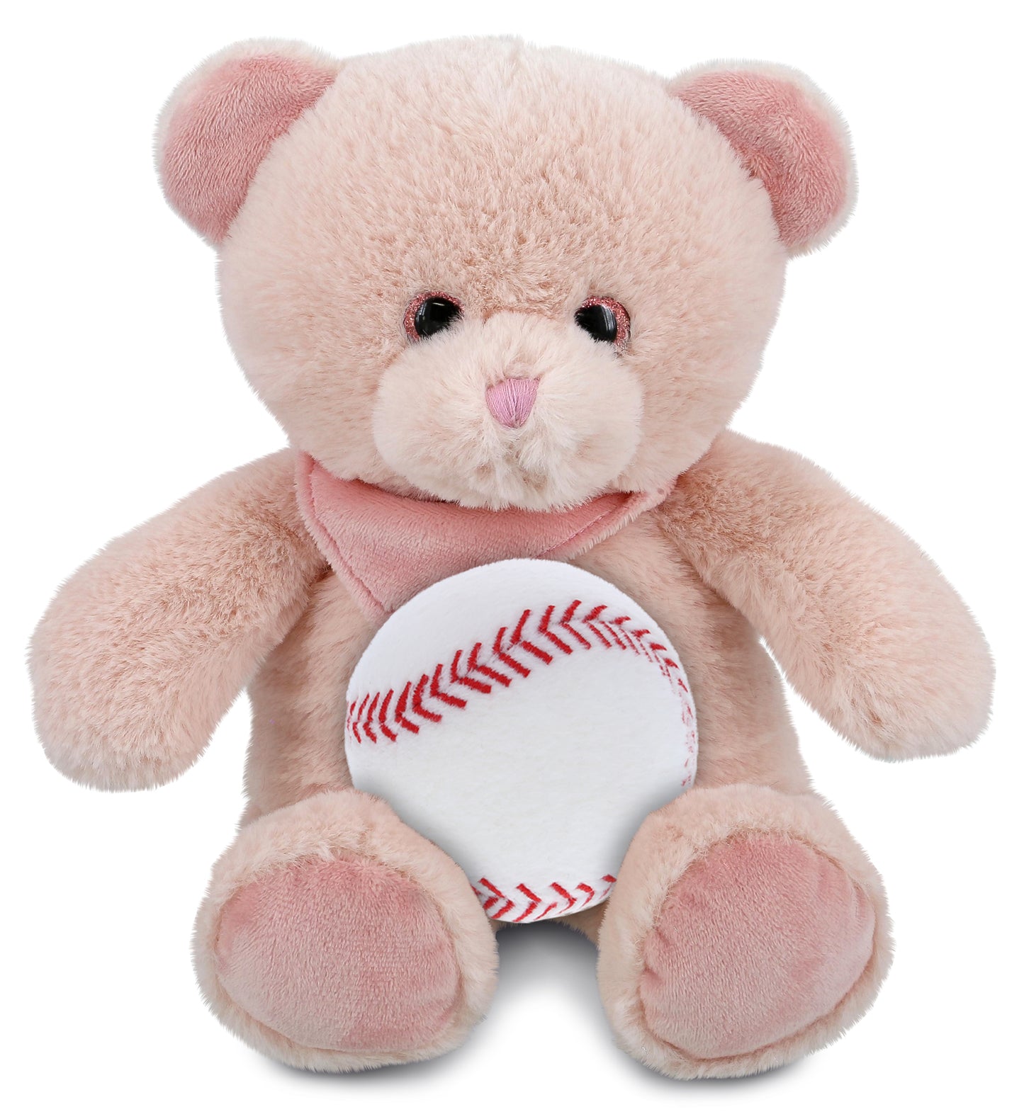 PLUSH BASEBALL - SUPER-SOFT PLUSH - BABY PINK BEAR 8"