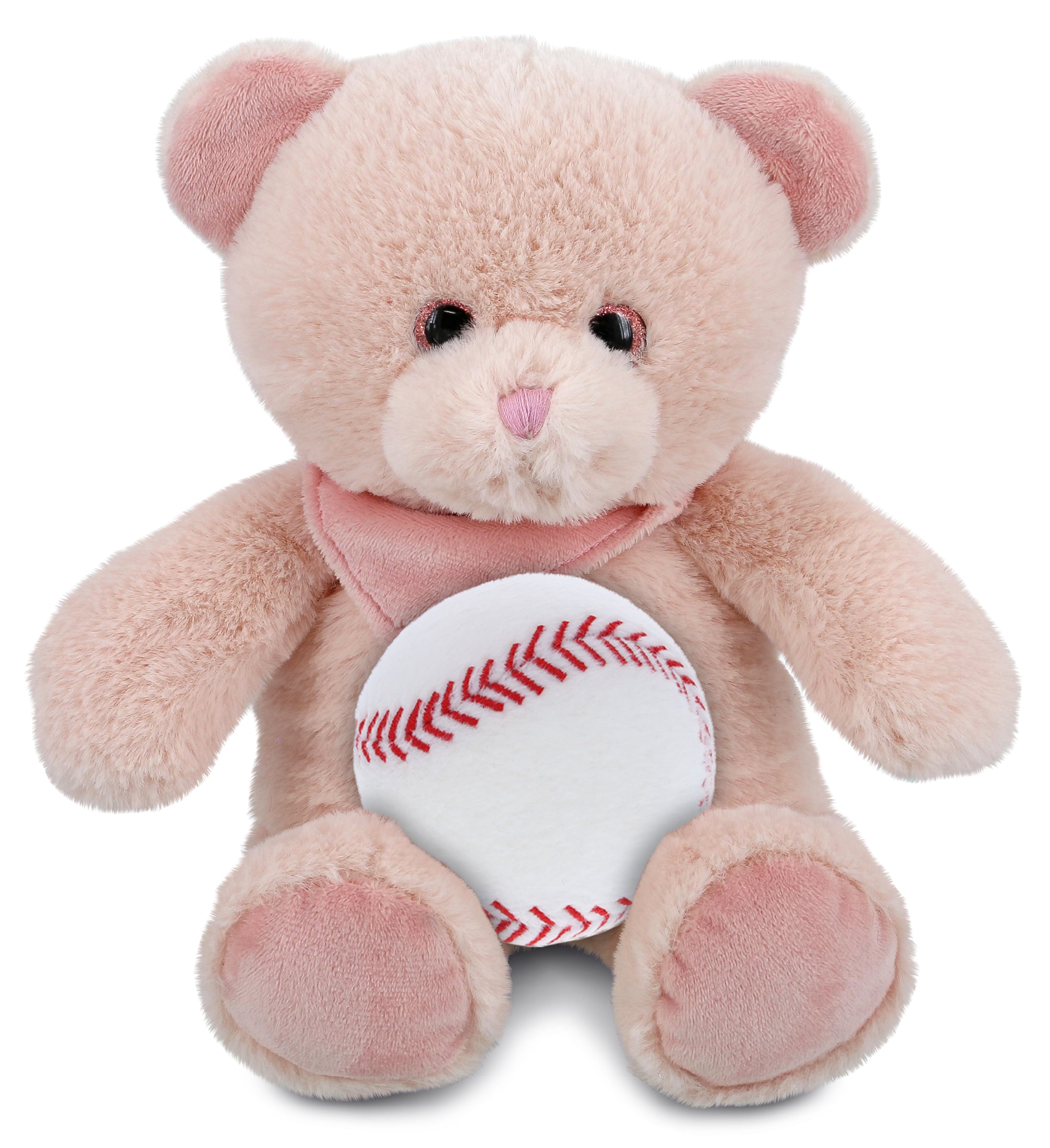 PLUSH BASEBALL - SUPER-SOFT PLUSH - BABY PINK BEAR 8"