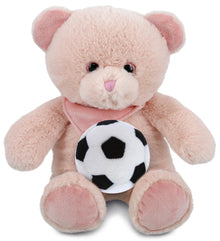 SUPER-SOFT PLUSH - BABY PINK BEAR 8" WITH SOCCER PLUSH