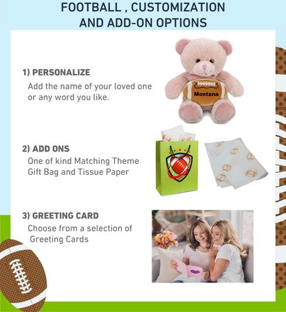 SUPER-SOFT PLUSH - BABY PINK BEAR 8" WITH FOOTBALL PLUSH
