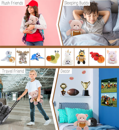 SUPER-SOFT PLUSH - BABY PINK BEAR 8" WITH FOOTBALL PLUSH