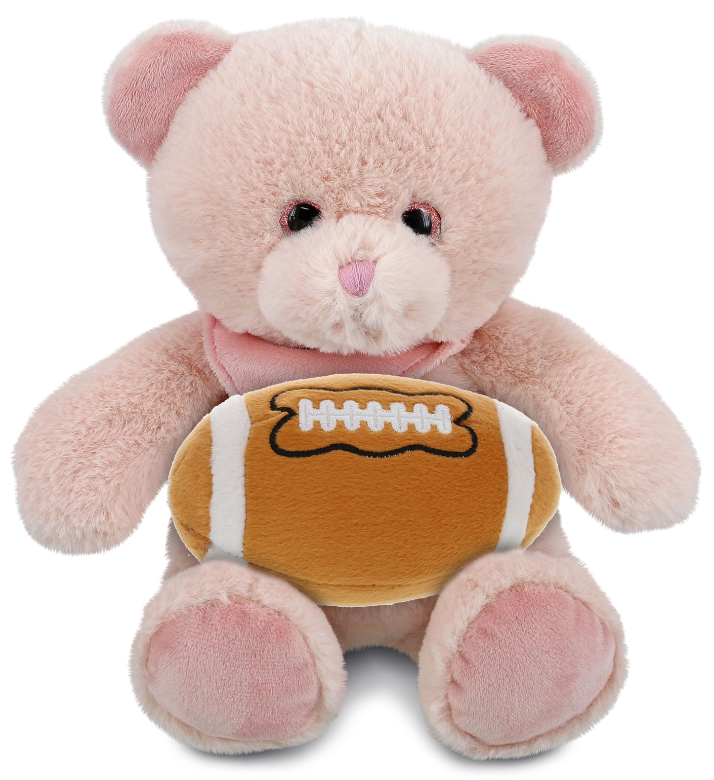 SUPER-SOFT PLUSH - BABY PINK BEAR 8" WITH FOOTBALL PLUSH