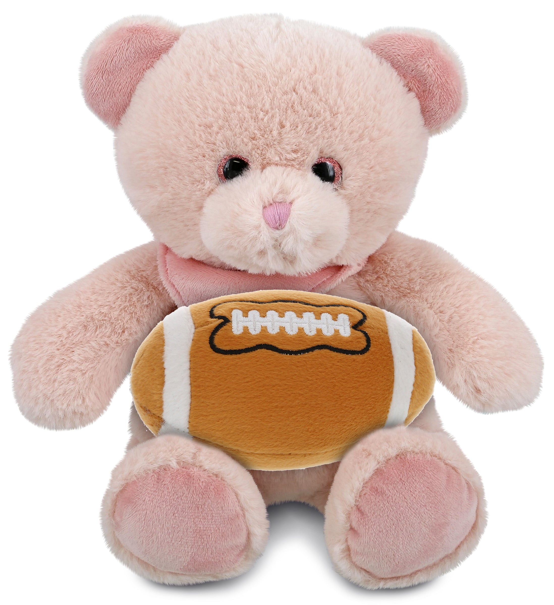 SUPER-SOFT PLUSH - BABY PINK BEAR 8" WITH FOOTBALL PLUSH
