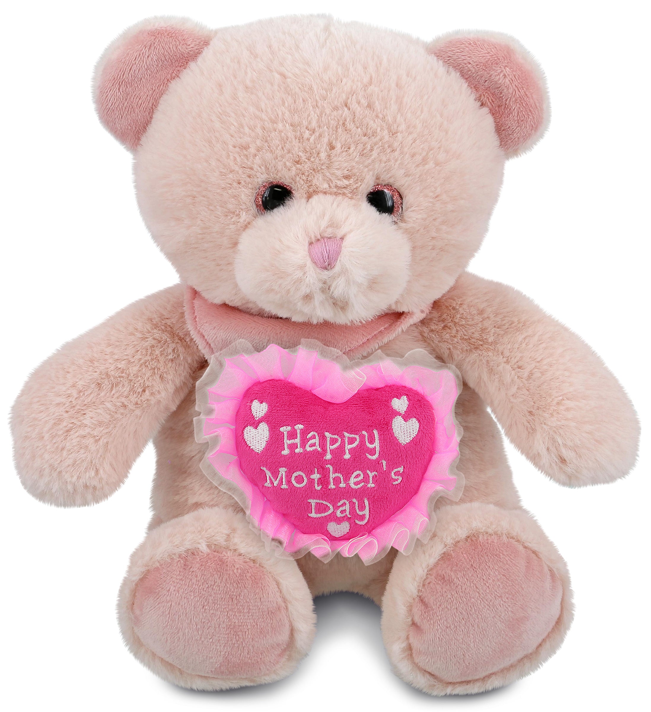 PLUSH MOTHERS DAY HEART - SUPER-SOFT PLUSH - BABY PINK BEAR 8"