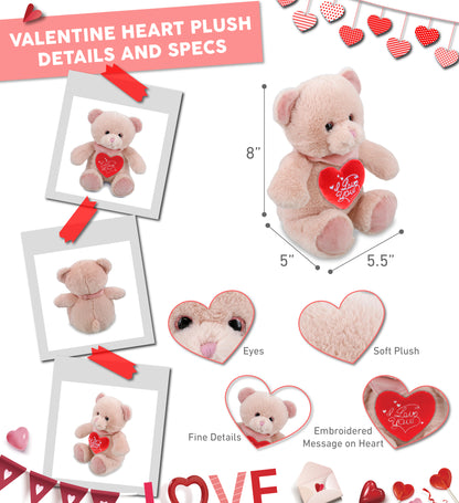 PLUSH I LOVE YOU RED HEART - SUPER-SOFT PLUSH - BABY PINK BEAR 8"