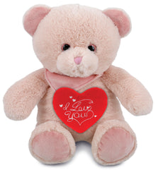 PLUSH I LOVE YOU RED HEART - SUPER-SOFT PLUSH - BABY PINK BEAR 8"